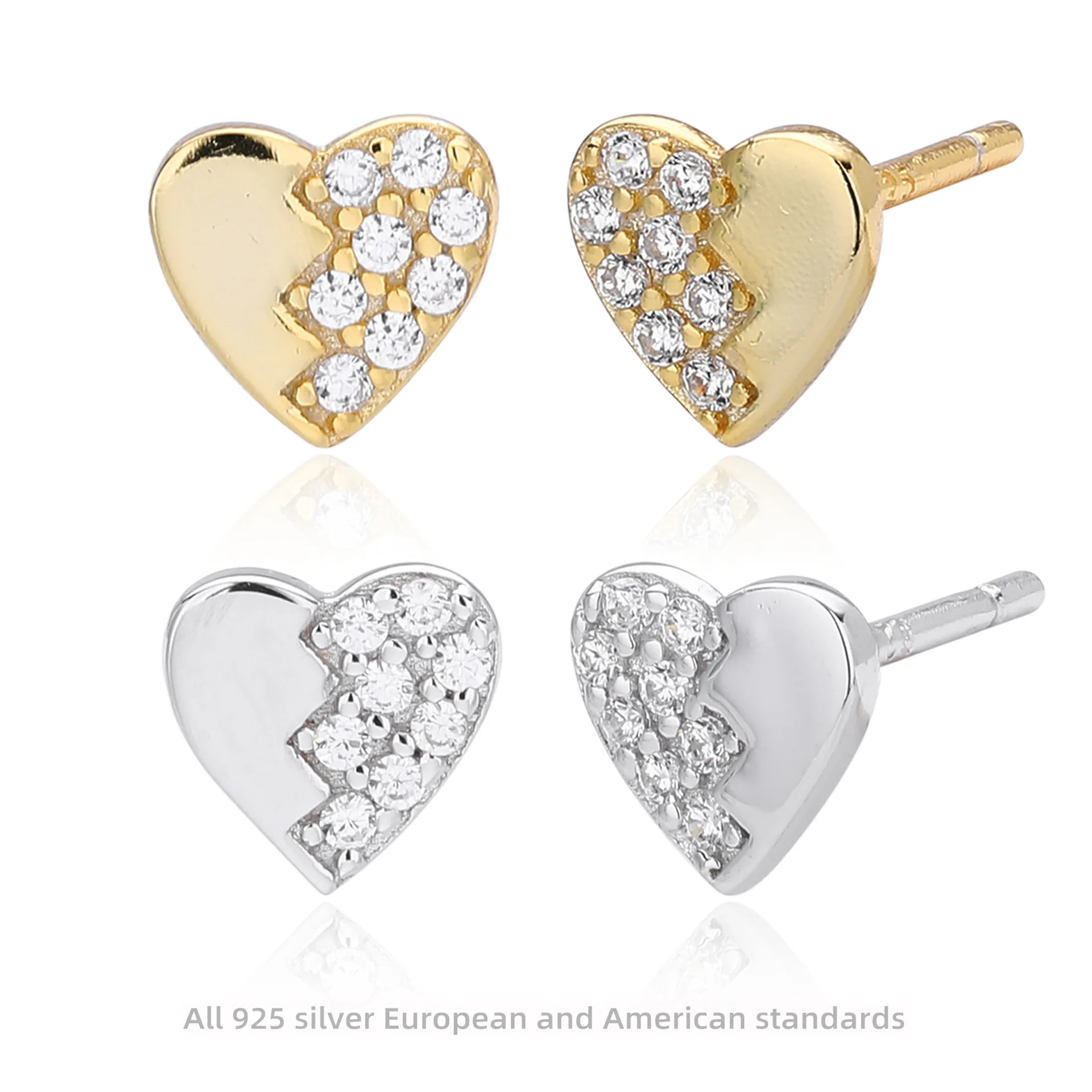 Withered Jewelry Earrings Women's Earrings Ear Cuffs S925 Pure Silver Earrings Heart-shaped Earrings For Women