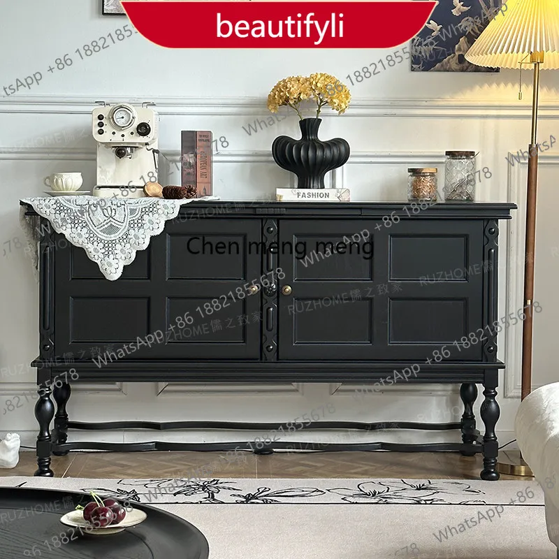 

MM02 Французский ретро-шкаф-тумба из массива дерева, длинный шкаф для прихожей в стиле Эдвард, домашний шкафчик для хранения