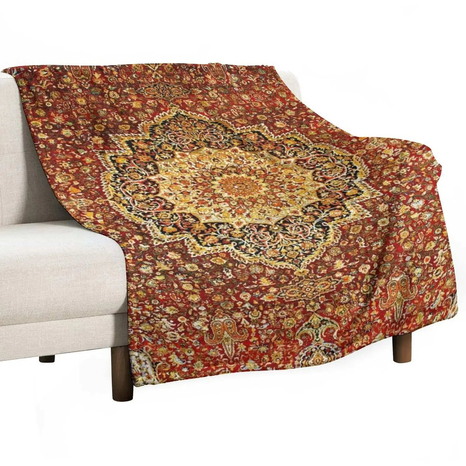 

Khorasan Antique Persian Carpet Print Throw Blanket Sofas Decorative Sofa Large Nap Blankets
