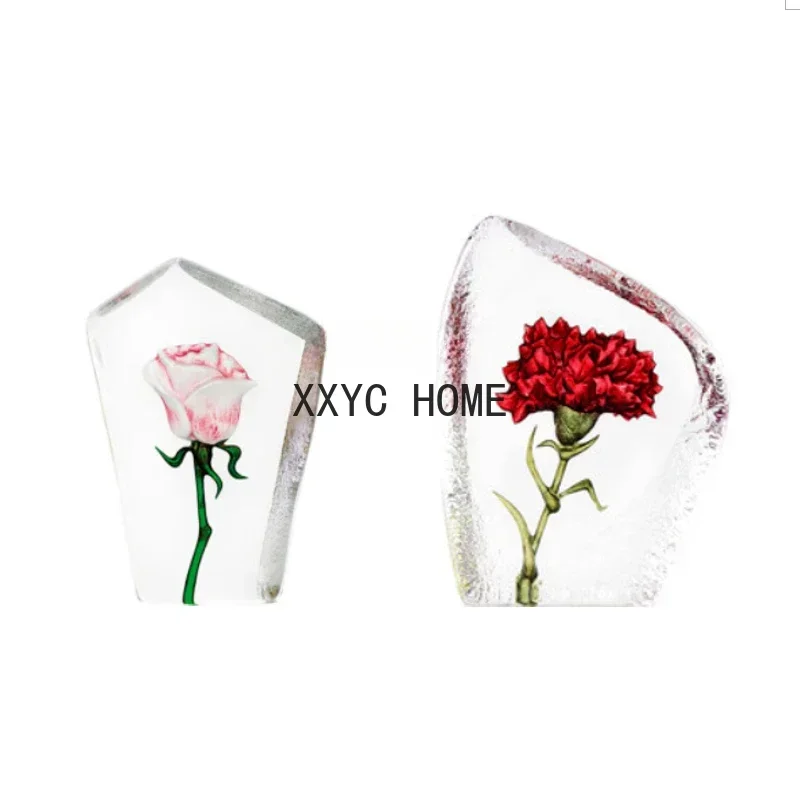 Creative Crystal Rose Carnation Nordic Art Decoration Desktop Love Gifts