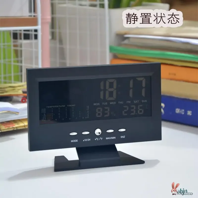 Voice controlled clock, LED color screen, calendar, weather, temperature and humidity, intelligent electronic alarm clock