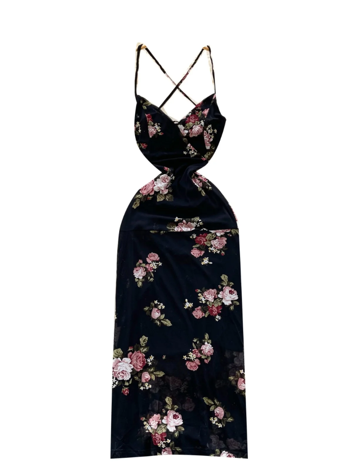 Pure Desire Slim Fit Strap Dr Women's Sexy V Ne  Chest Waist a Floral Lace Bal Skirt Korean Sle a Li...