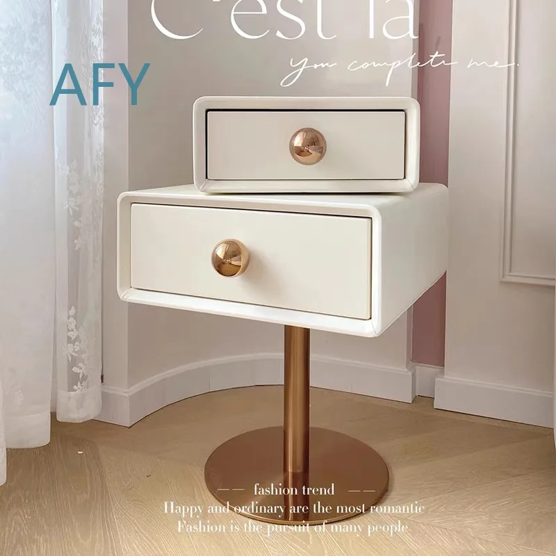 Cream Wind Bedside Table for Modern Nordic Bedroom Decor Minimalist Rotating Nightstand Small Creative Cube Style Side Table