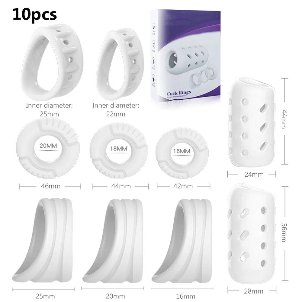 3/5/8/10pcs Foreskin Correction Penis Rings Sleeve Reusable Cock Rings Delay Ejaculation Sex Toys For Men Adults Penis Enlargemt