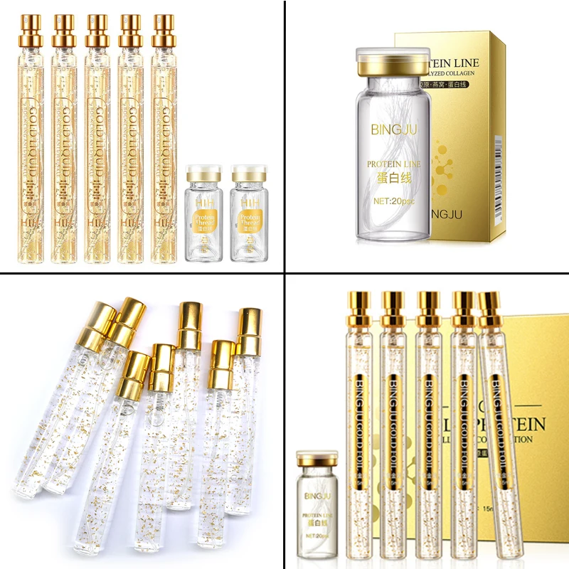 Gold 24k Silk Wire Facial Serum for Anti-Aging Firming Face Lifting Threads Collagen Facial Tensioner Threads Face Care Lift Kit