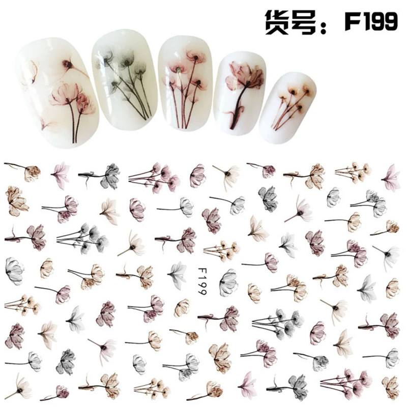 5 Sheets Lot 3D Super Thin Nail Stickers Tips Nail Art Adhesive Decals Manicure Supplies Cute Animal Flower Fruit Nail Slider 6
