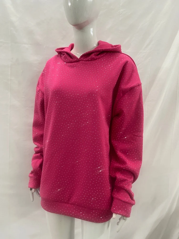 Unisex Y2K Strass Lose Hoodie Herbst Winter Warme Streetwear Halloween Mode Straße Bekleidung Trendy Bequeme Casual Outfit