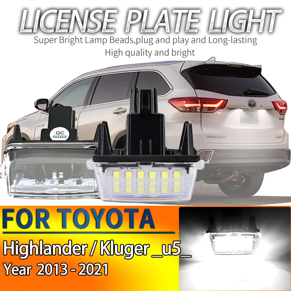 2Pcs Car Led Number License Plate Light Waterproof Rear Tail License Plate,lamp For Toyota Highlander / Kluger, _u5_ 2013-2021