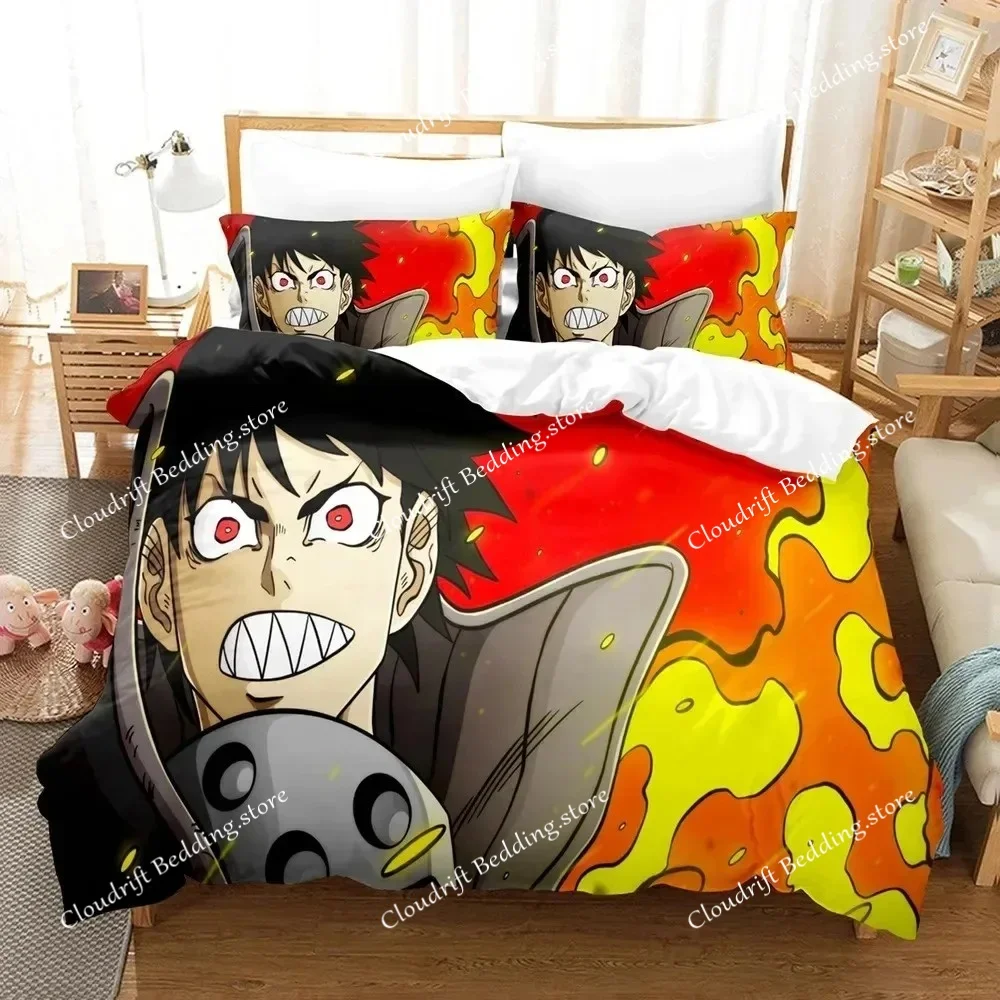 Fire Force Bedding Set Quilt Cover Twin Full Queen King Size With Pillowcases Anime Bed Set Aldult Boys Bedroom Decor Gift