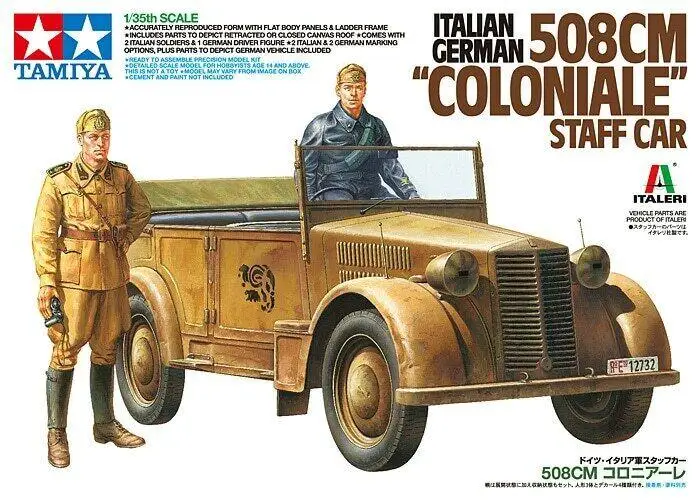 

Tamiya 37014 1/35 Scale Military Model WWII Fiat 508CM Coloniale Staff Car