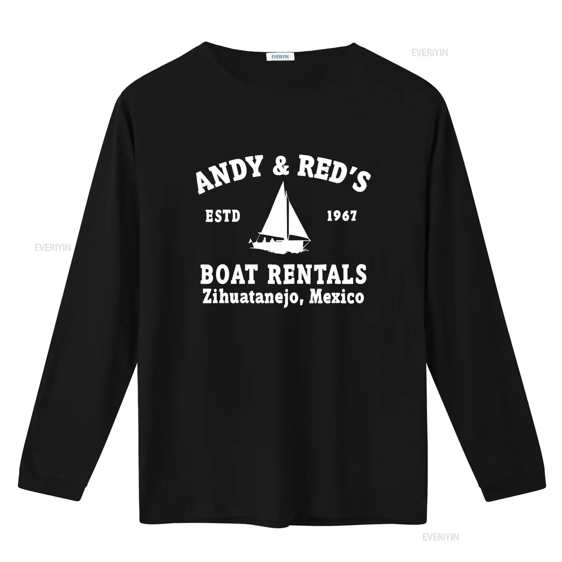 Andy Red's Boat Rentals T Shirt Adult Cotton Shawshank Redemption Inspired Estd 1967 Zihuatanejo Mexico Sailboat Design