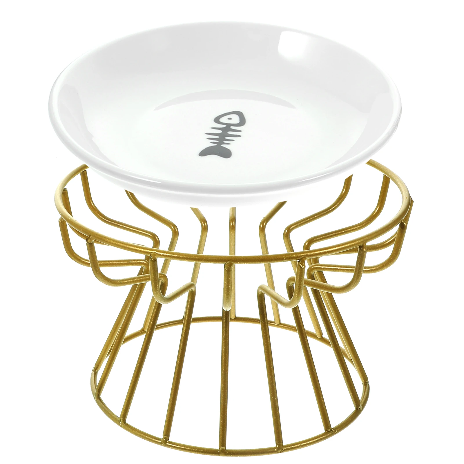 

1Set Pet Feeding Bowl Ceramic Elevated Cat Dog Plate Anti-Vomiting Design with Iron Rack Convenient for Daily Use