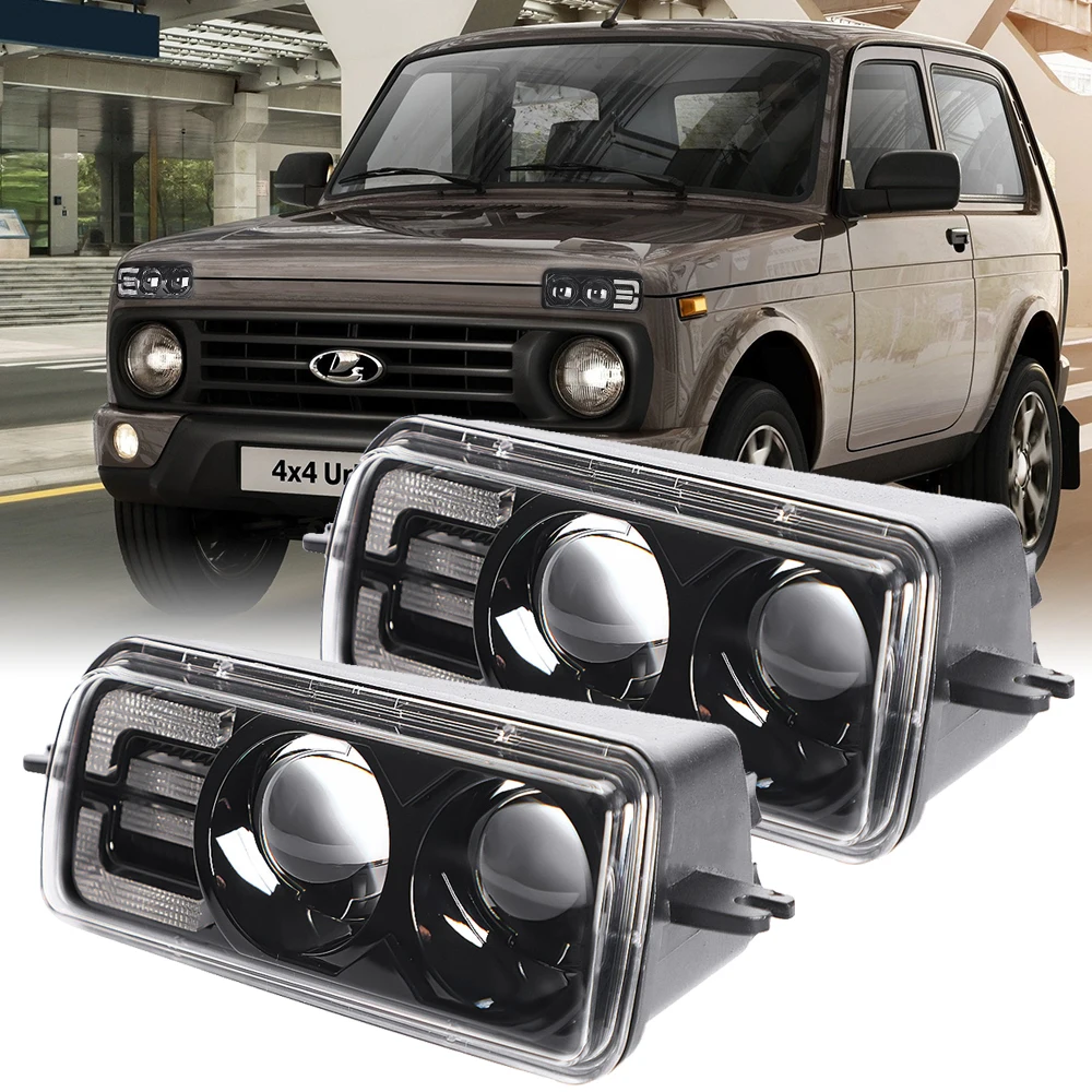 

Auto Car Accessories Fog Lights Led Projector Fog Lamps 100W Car Drl Low Beam Fog Lights Drl For Lada Rban Niva 1995 - 2019