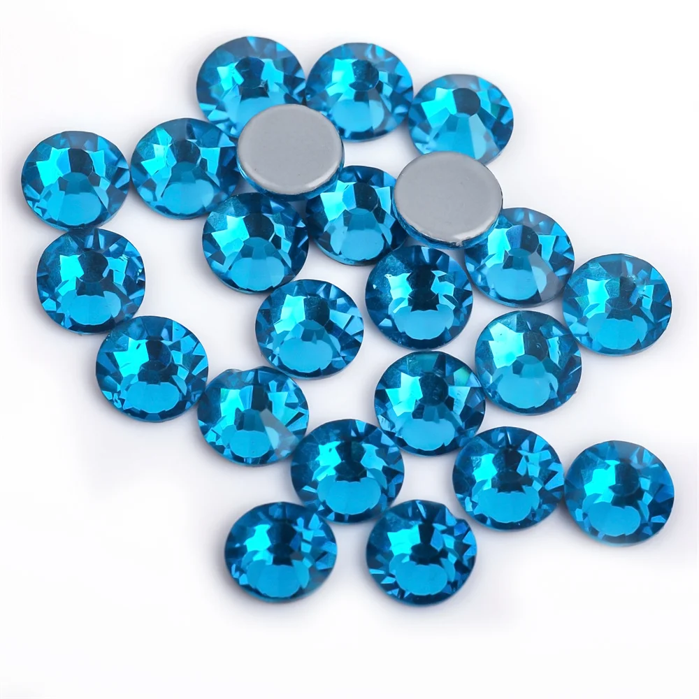 All Sizes Blue Zircon DMC Iron On Rhinestones/Hot fix Crystal Rhinestones Strass Sewing & Fabric Garment stones