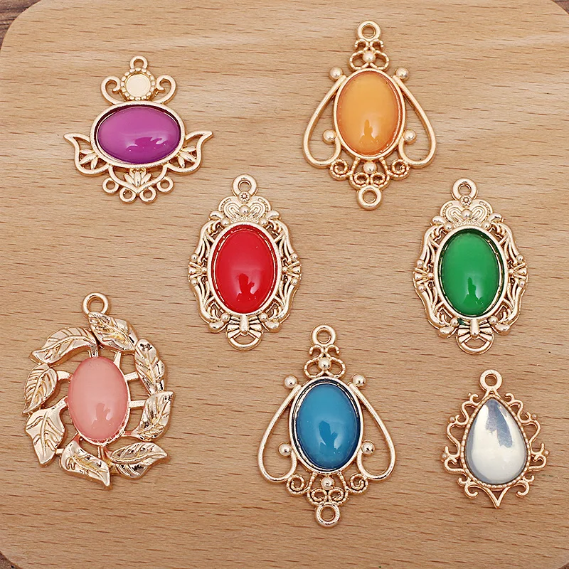 BoYuTe (50 Pieces/Lot) Alloy Blank Pendant Base with Resin Cabochon Diy Jewelry Accessories Materials