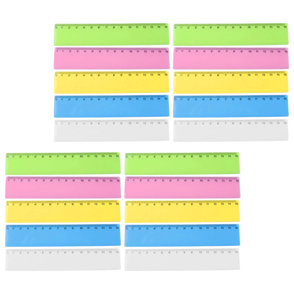 25 Pcs Colorful Ruler Straight Rulers Portable Lightweight School Supplies Colored Multi-function