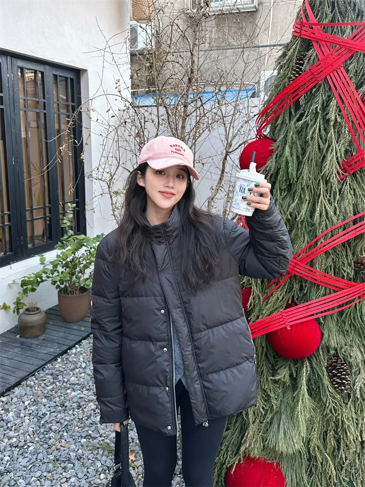 

Anti-Aging Cross Stitched Leather Thiened Bread Sle Loose oulder Padded Coat Women Casual Sle Warm Long Sve Coat