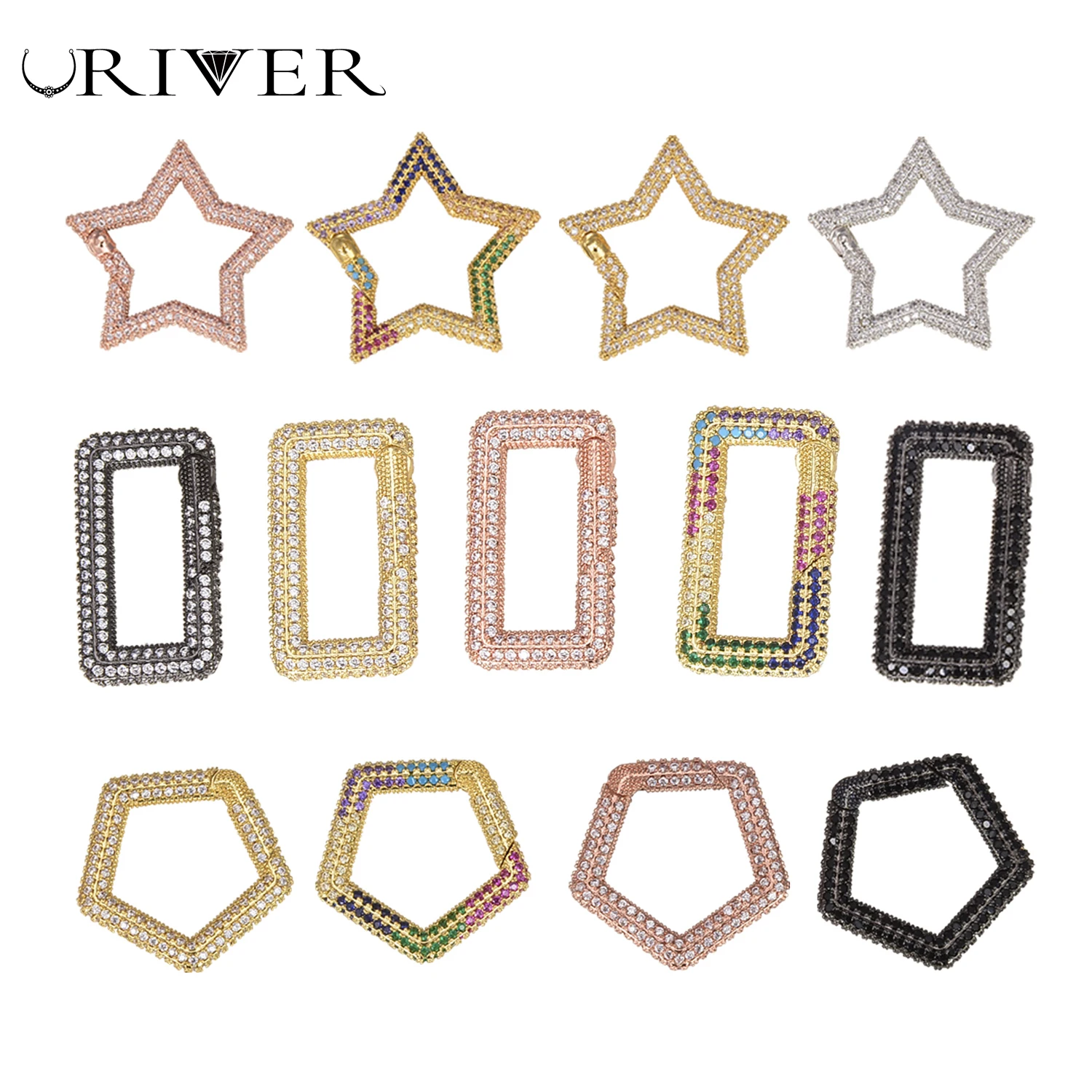 

LJRIVER 5 Pcs Top Qualty Clasp for Diy Jewelry Making Supplies Paved Zircon Brass Spring Buckle Accessories Necklace/Bracelet