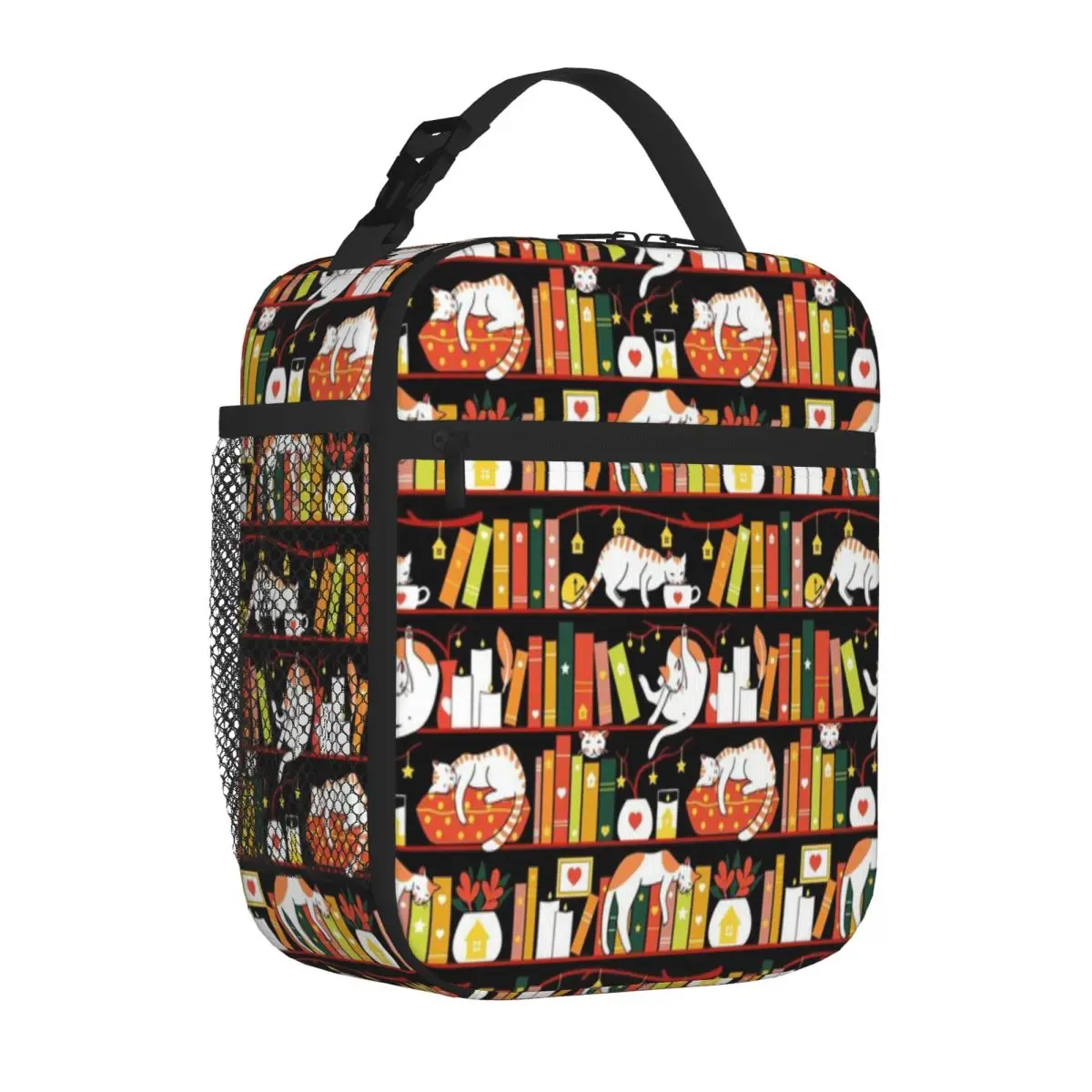 Hot Sale Library Cats - Autumn Colour Version Minimalist Insulated Tote Cycling Trip Portable Lunch Bag