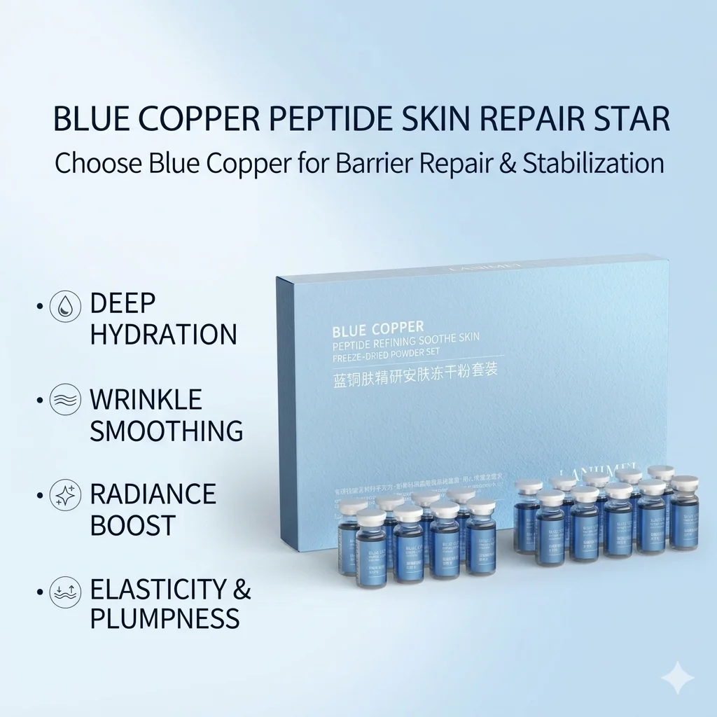 

20pcs Blue Copper Peptide Freeze-Dried Powder Set Oligopeptide Anti Wrinkle Essence Shrink Pores Skincare Serum