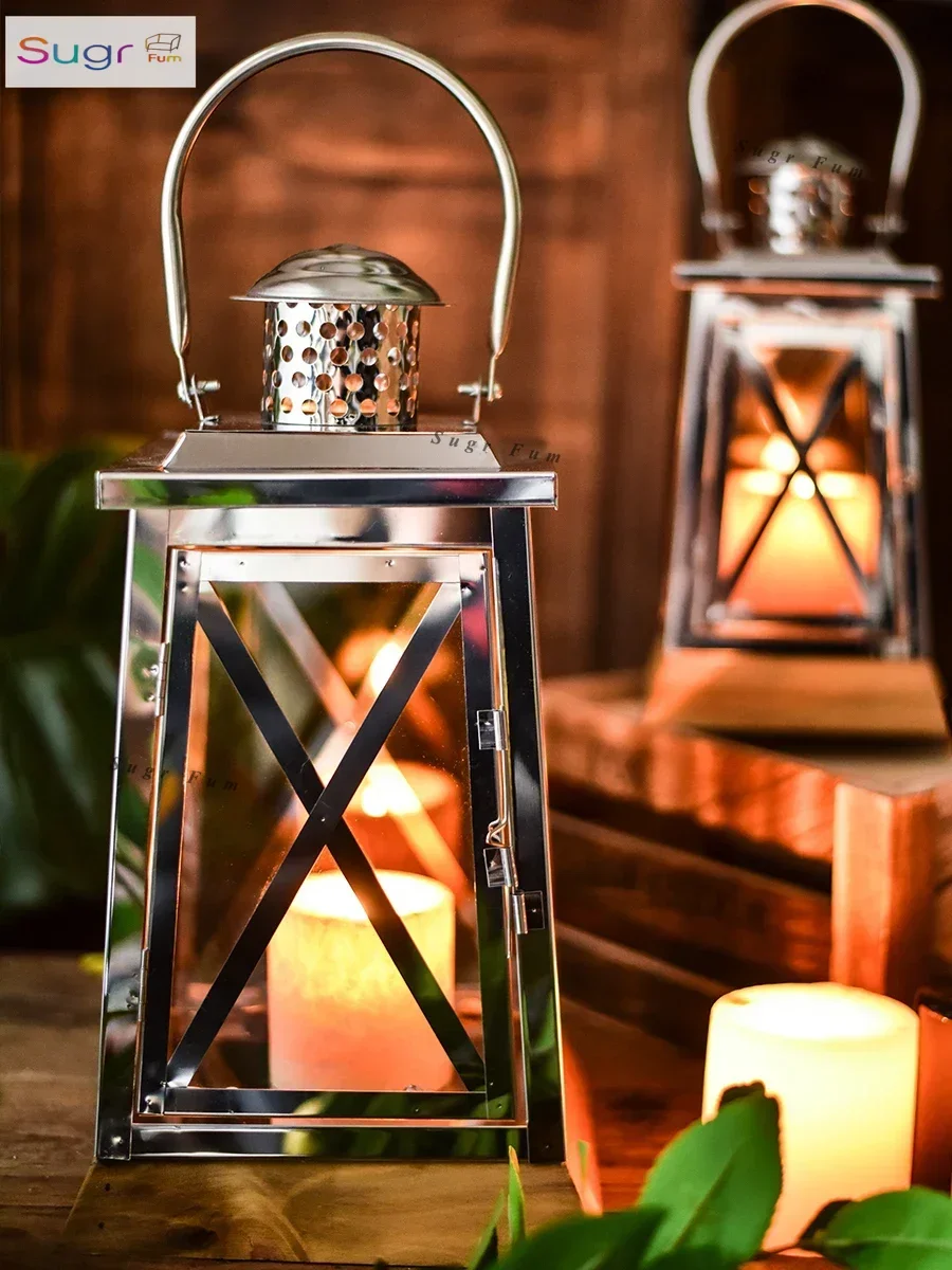 

Jk Mu Space, export high-quality stainless steel candlestick ornament, garden romantic decoration, garden wedding supplies