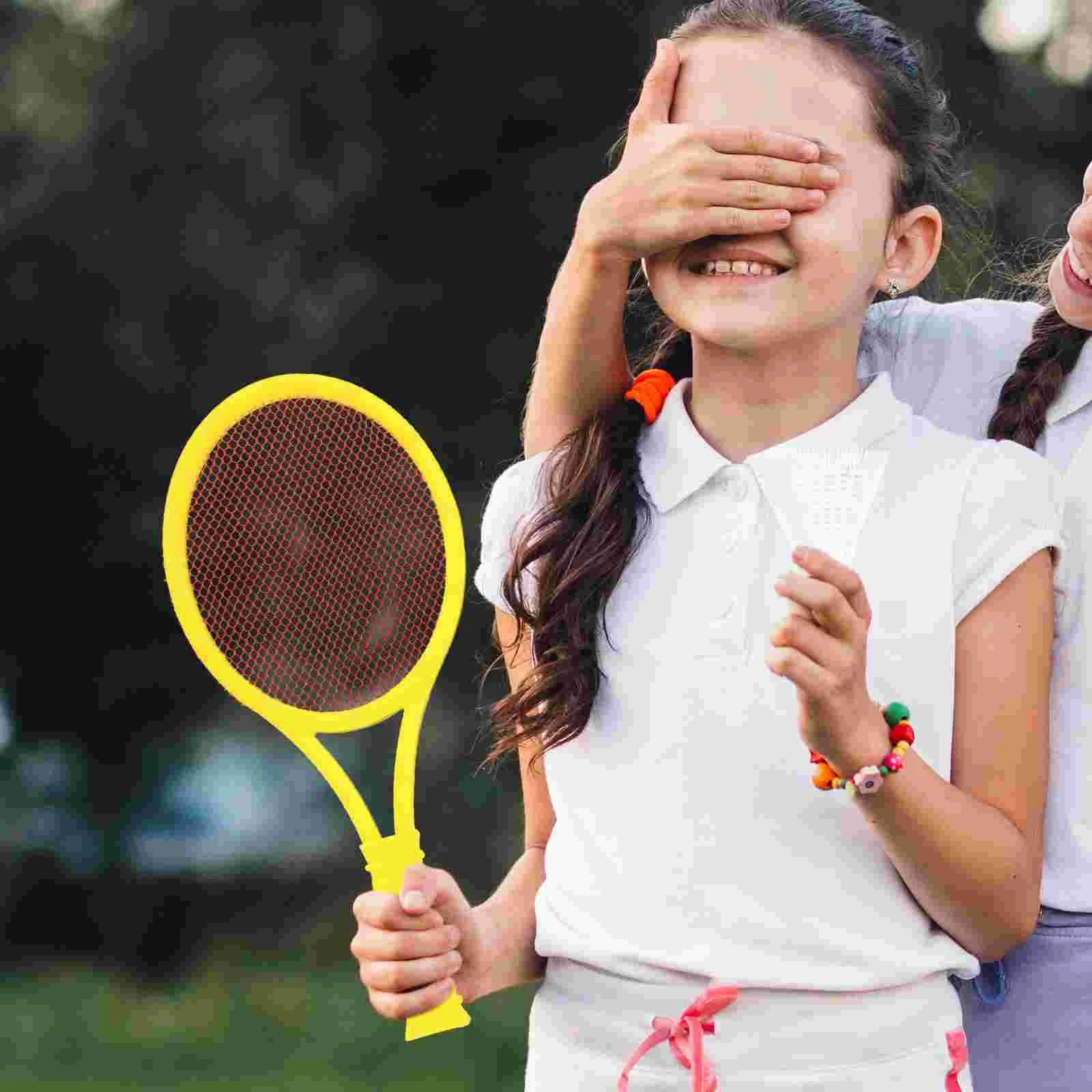 1 Set/4pcs Plastic Tennis Racket Set Outdoor Sports Tennis Racquet Set Parent-Child Educational Badminton Tennis Racket Set (Lar