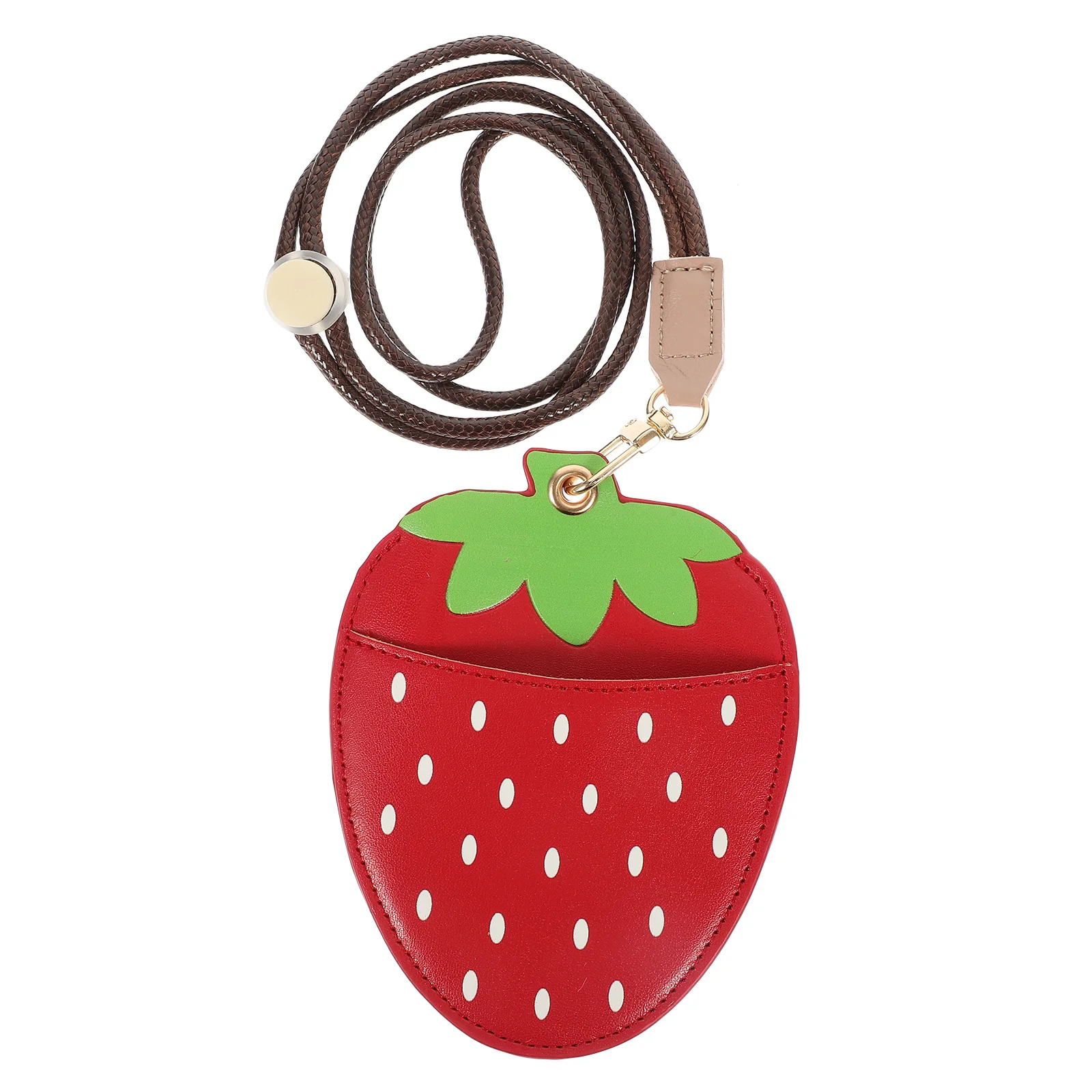 

Strawberry Breast Hanger Id Card Badge Holder with Lanyard Pu Cards Protective Covers
