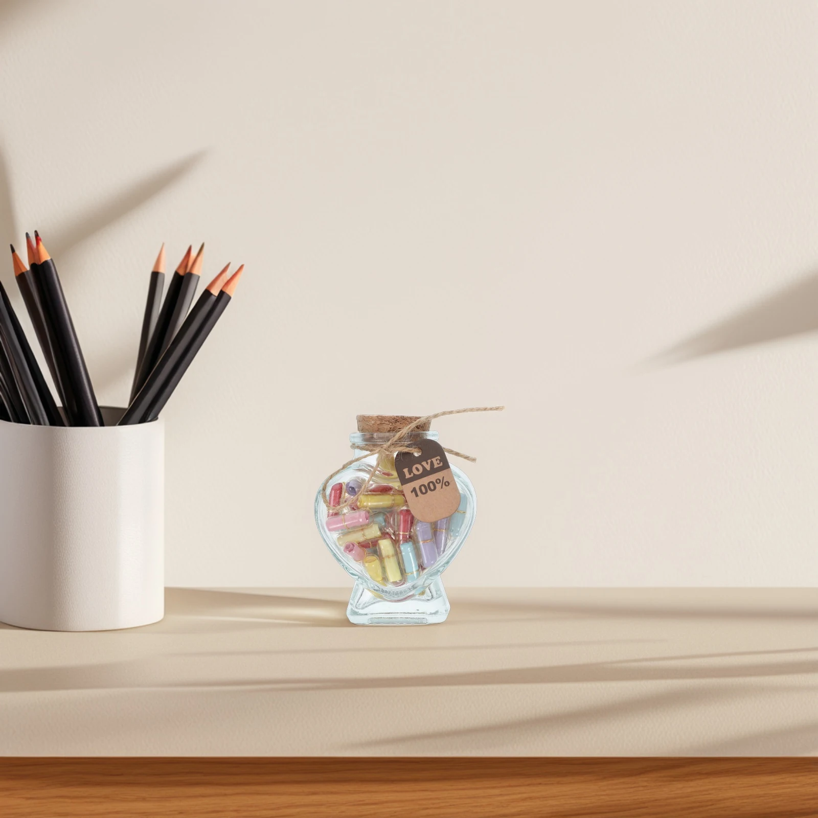 

1 set Capsule Decorative Bottle Glass Candy Jars Heart Containers Landscape Wishing Bottles Cork Lid Mini Message Romantic Gifts