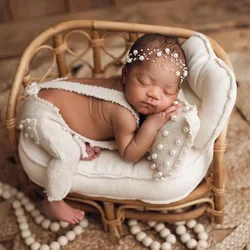 Wooden Baby Crib Newborn Photography Props Bed Sofa Rattan Chair Furniture Bench Fotografia Studio Posing Sofa Accessories