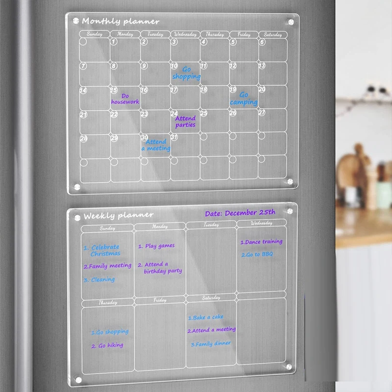 Magnetic Acrylic Calendar For Fridge Dry Erase Board Calendar For Fridge, Reusable Planner, Gift For Home Organization