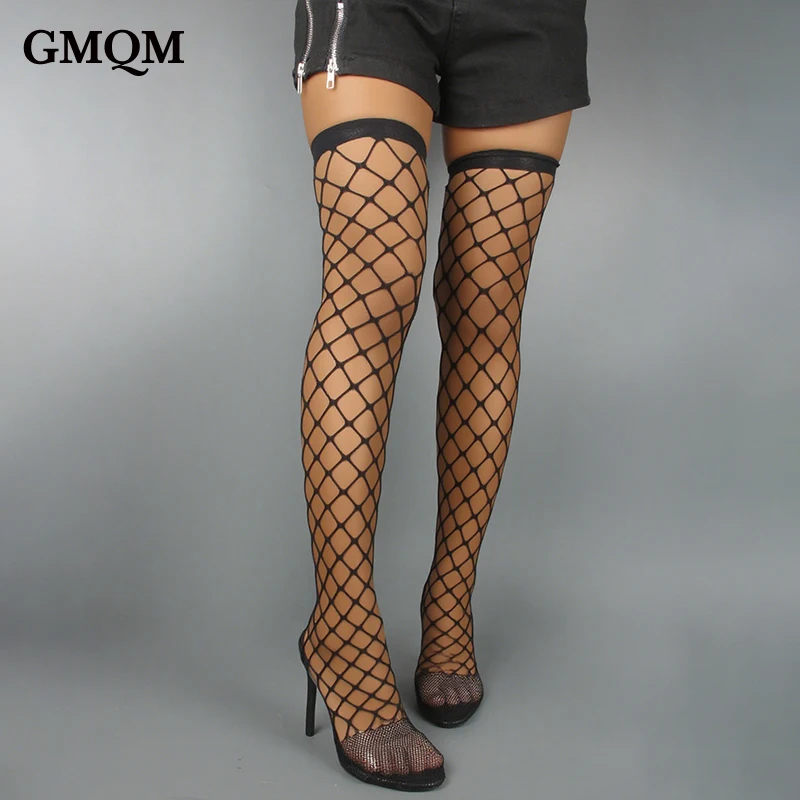 GMQM 2025 Fashion Stiletto Women High Heel Sandals Stiletto Mesh Black Open Toe Pull On Ladies For Sexy Pumps Party Dance Shoes