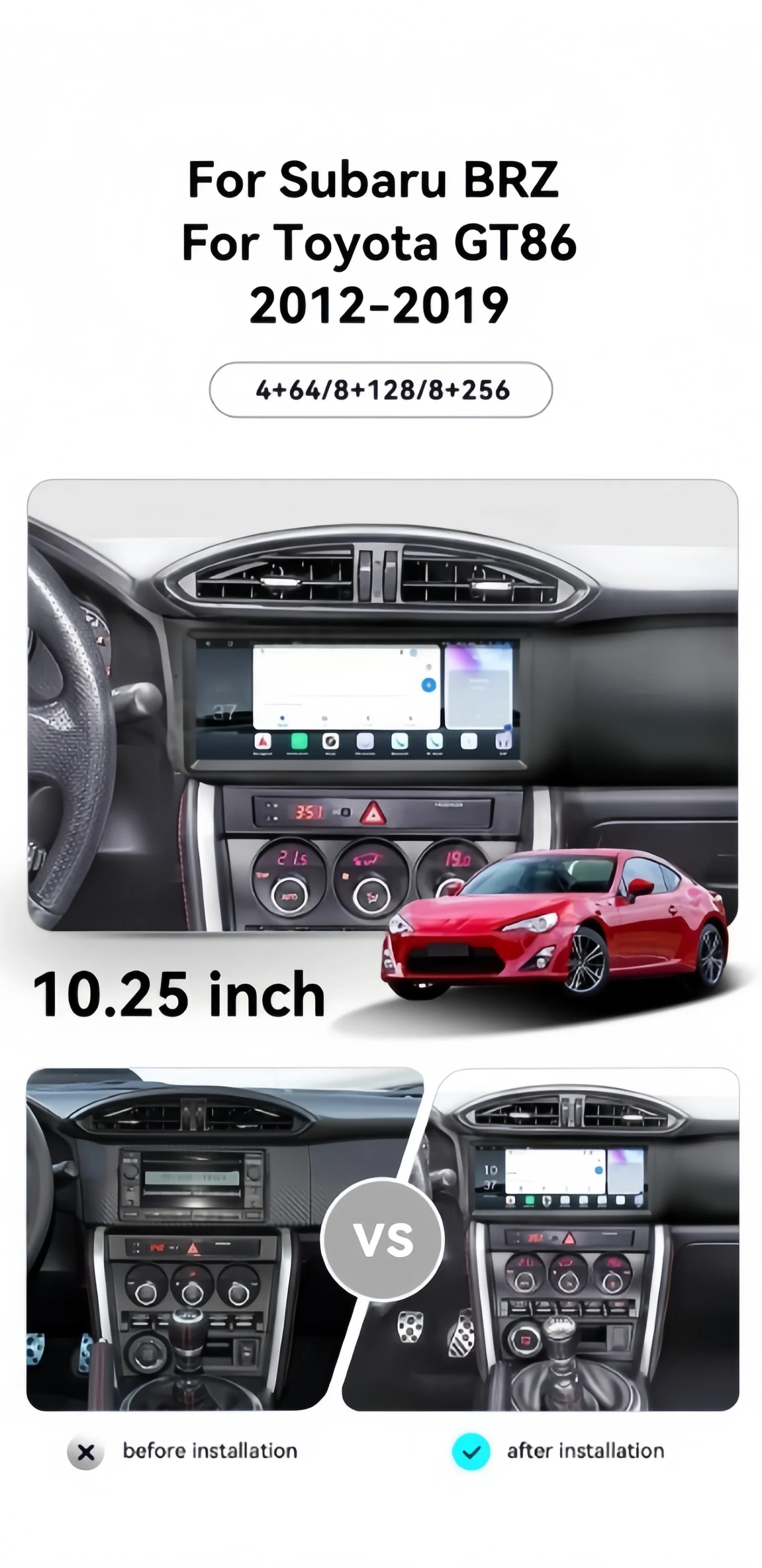 لتويوتا 86 سوبارو BRZ 2012-2021 أندرويد الوسائط المتعددة ستيريو شاشة تعمل باللمس راديو السيارة اللاسلكية CarPlay أندرويد وحدة رئيس السيارات