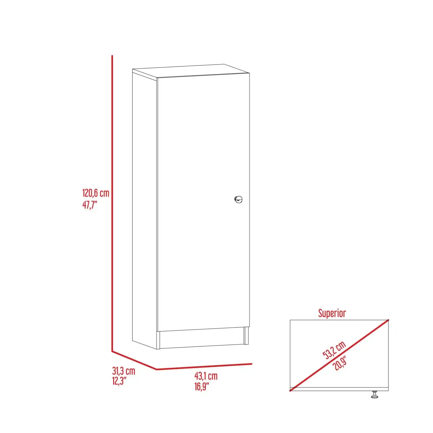 Belleria Single Door Pantry with Four Interior Shelves Black