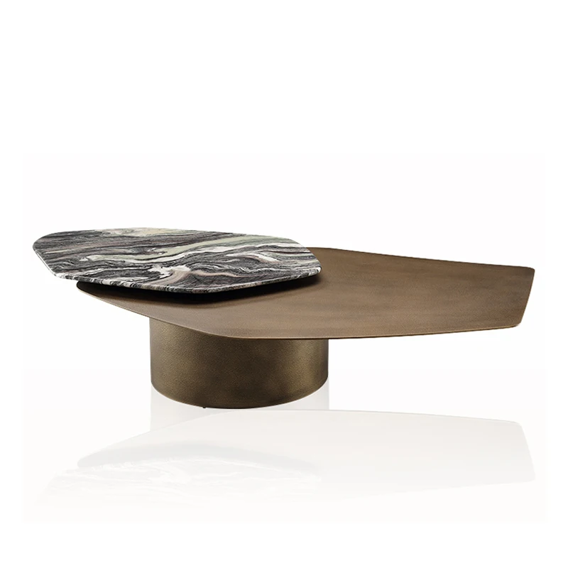 

Light luxury marble living room special-shaped metal