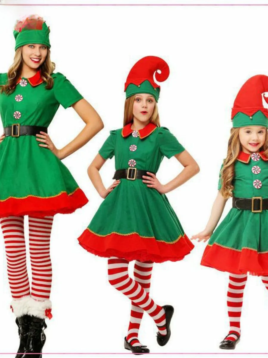 Nowy Strój Cisas Elf Cosplay Taniec Par Męski Damski Halloweenowy Strój Rodzinny Pasujący dla Rodziców i Dzieci Ubrania dla Dzieci i Dorosłych