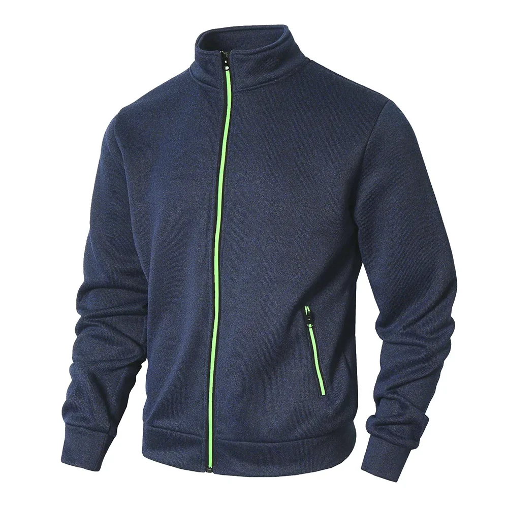Frühling Herren Revers Pullover Reißverschluss Kragen Strickjacke Herren Casual Pullover Herren Clash of Colors Zip Top Jacke Jacke – Detail 2