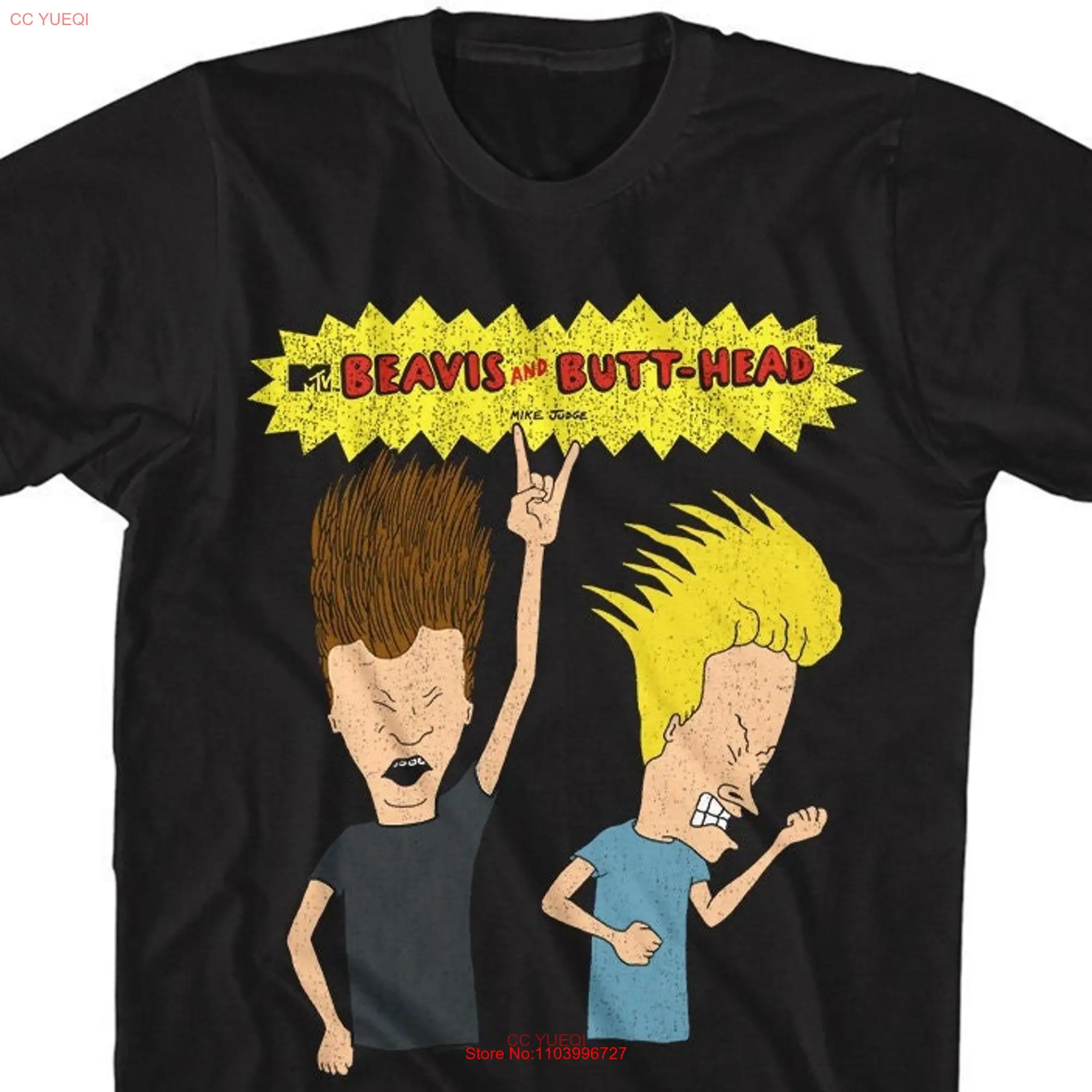 Beavis and Butt Head Rocking Out Black T Shirt long or short sleeves