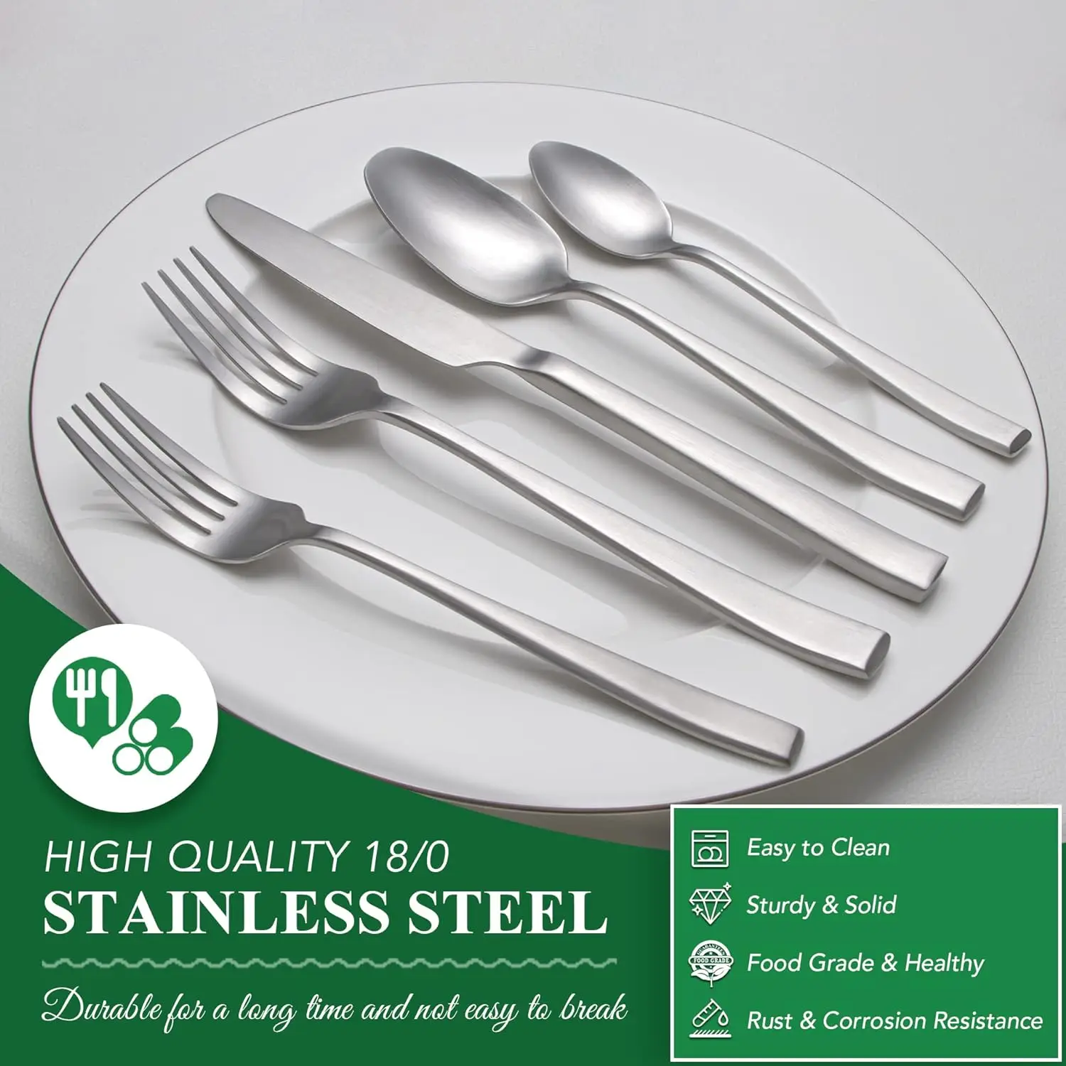 

30Pcs Suad Fashion Matte Silver Cutlery Set 18/10 Stainless Steel Creativity Gift Flatware Service For 6 Drop Shipping