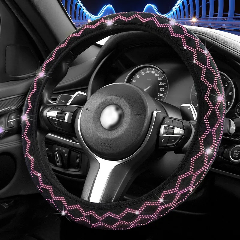 

Shiny Rhinestones Steering Wheel Cover Universal Elastic Steering Wheel Cover Cute Car Accessories Steering Wheel Stretch Covers