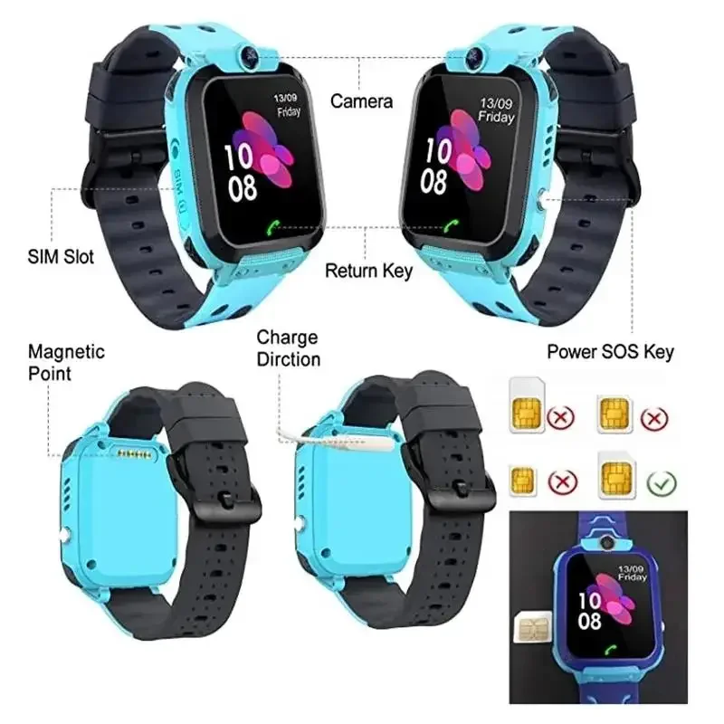 Xiaomi 4G Kids ساعة ذكية هاتف أطفال صغير مع مكالمة SOS كاميرا 3 في 1 ساعة كارتونية فتاة صبي عيد ميلاد هدية الكريسماس 2025New