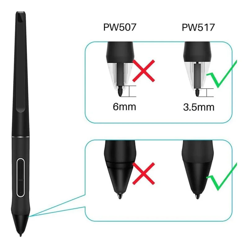 

10 упаковок сменных наконечников для ручек PN05A для цифрового стилуса Huion PW517 для дисплея Huion Pen Kamvas 12, Kamvas 13