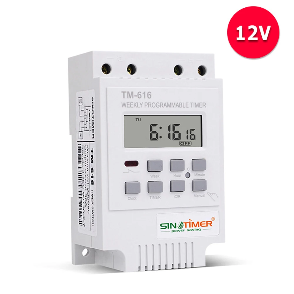 

TM616W Digital Timer Switch 30A 12V/220V Electronic Weekly Programmable Relay Timer Din Rail Moun Intelligent Timer Controller