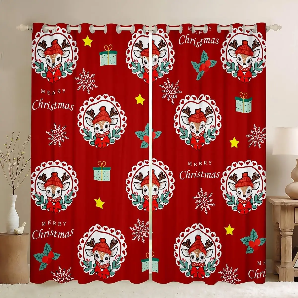 

Рождественские плотные шторы с лосем, рождественская тематическая занавеска для мальчиков и девочек, новогодний декор для спальни, общежития, зимняя тематическая оконная занавеска