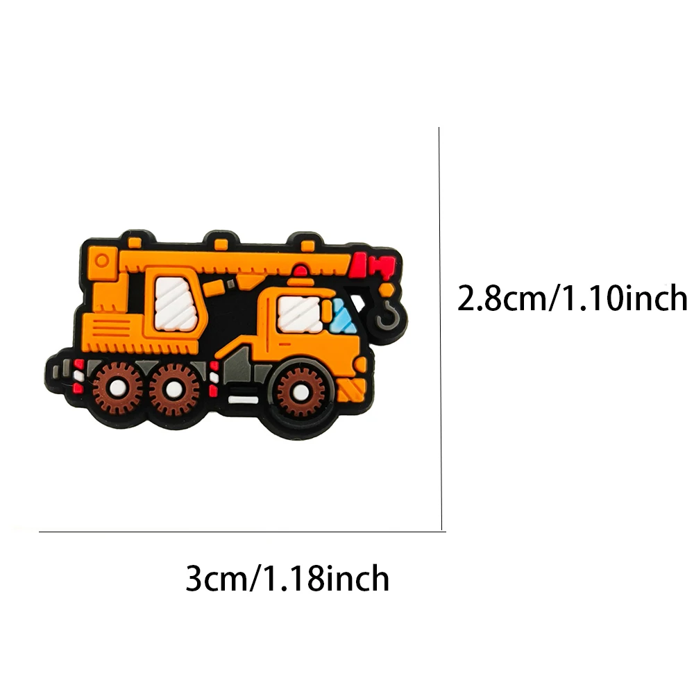 20pcs Cartoon Engineering Vehicle Series PVC Shoe Accessories Suitable For Hole Shoes And Beach Bags DIY Detachable Accessory