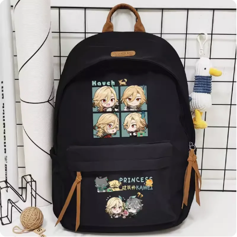 Anime Genshin Impact Kaveh Sac à dos de grande capacité pour filles, sac de voyage, cartable pour garçons et adolescents