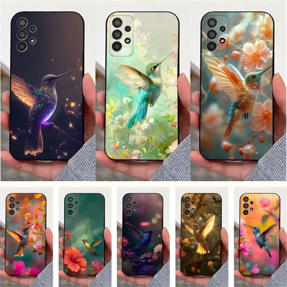 

Cute Animals Hummingbird Phone Case For Samsung S25,S24,S23,S22,S20,S21,S10,Ultra,Plus,Lite,FE,Soft Silicone Black Cover