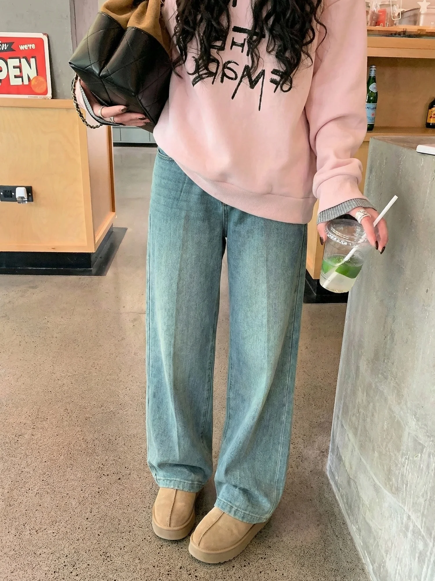 

Женские джинсы больших размеров с флисовой подкладкой, высокой талией, винтажным дизайном, утягивающие, с широкими штанинами, осенне-зимние, модные, для повседневной носки