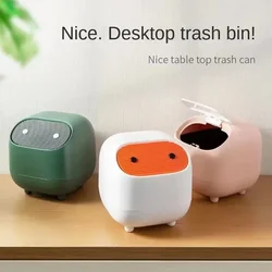 Creative Desktop Trash Can Mini Table Bin Cute Room Garbage Container Car Storage Bucket Plastic Press Lid Office Organizer