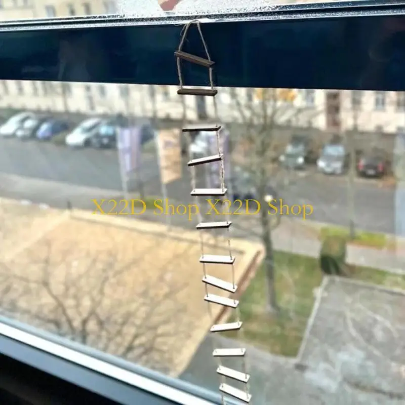 X22D Mini Wooden Rope Ladder Miniature Ladder Decors Hanging Ornament for Dollhouses