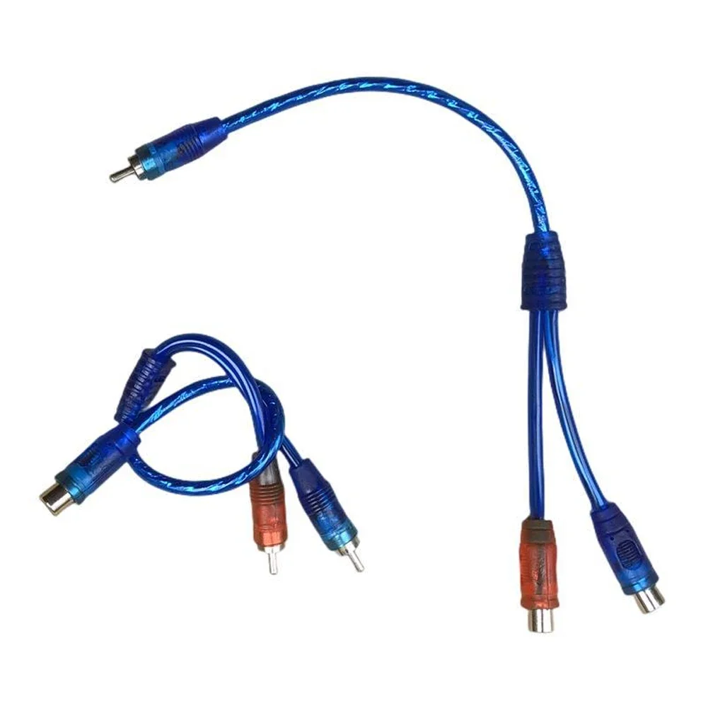 Car RCA Audio Cable 1 Female To 2 Males Cord Cables 